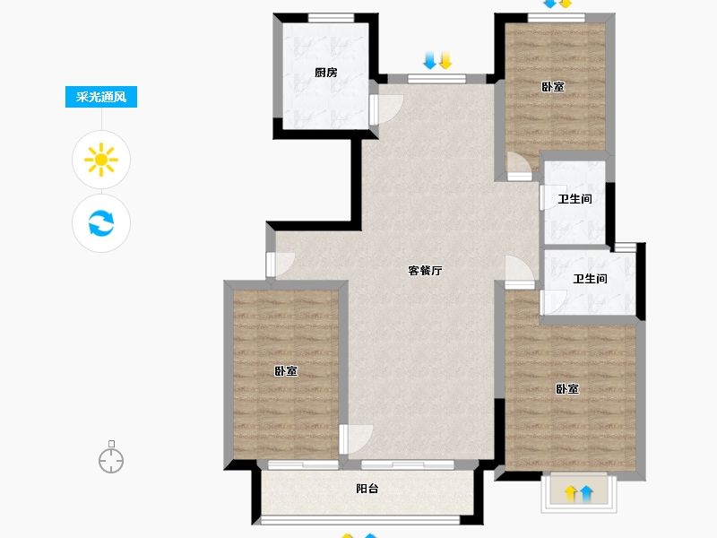 甘肃省-兰州市-瑞辰金悦府-100.37-户型库-采光通风