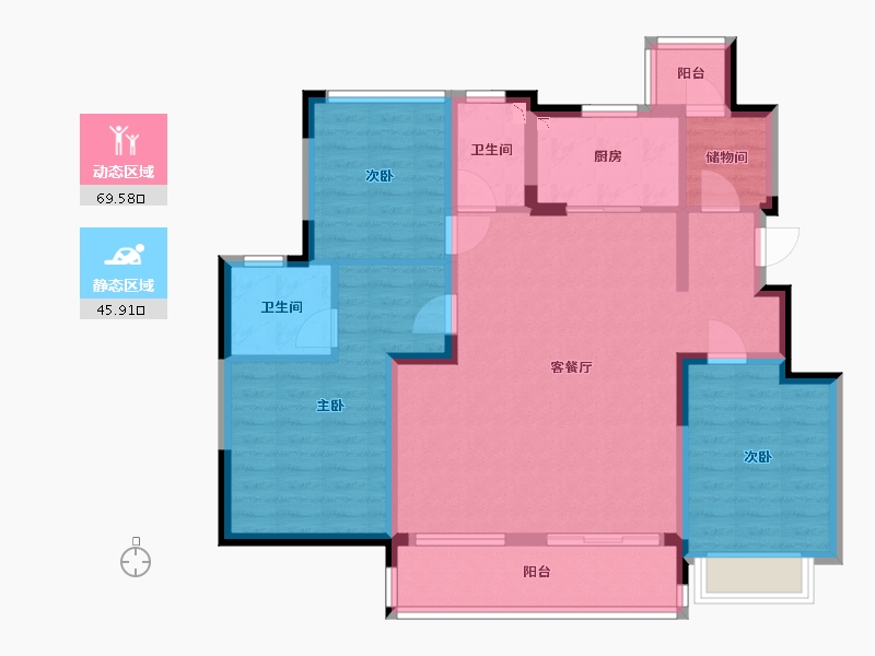 江苏省-苏州市-璀璨绿翠花园-103.00-户型库-动静分区