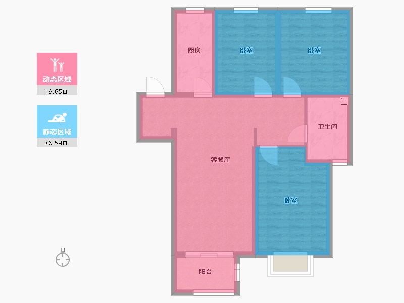 甘肃省-兰州市-兰州融创城-76.31-户型库-动静分区