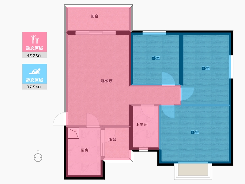 甘肃省-兰州市-中新家园-74.57-户型库-动静分区