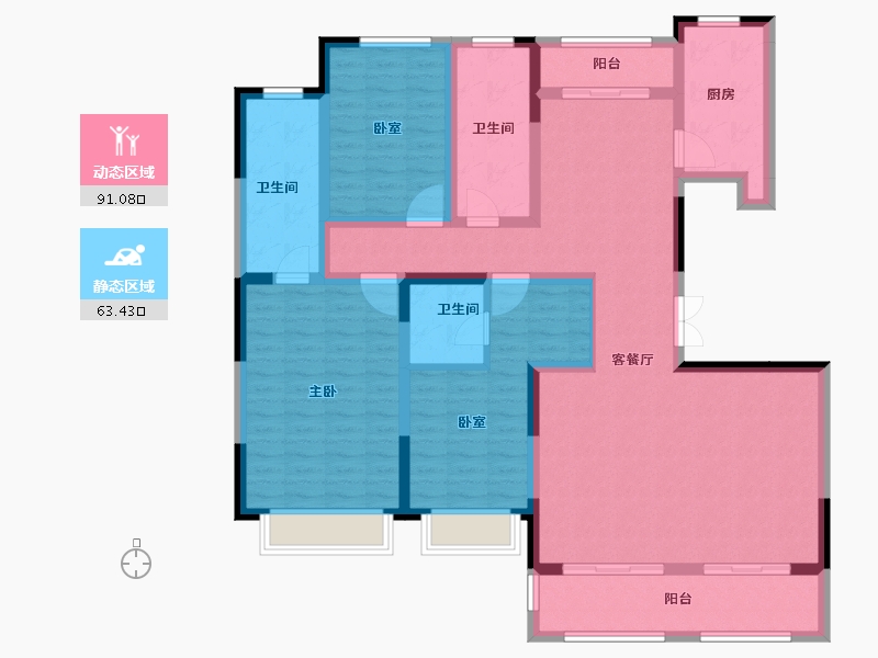 陕西省-西安市-天地源大都会-137.97-户型库-动静分区