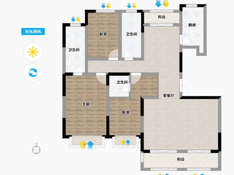 陕西省-西安市-天地源大都会-137.97-户型库-采光通风