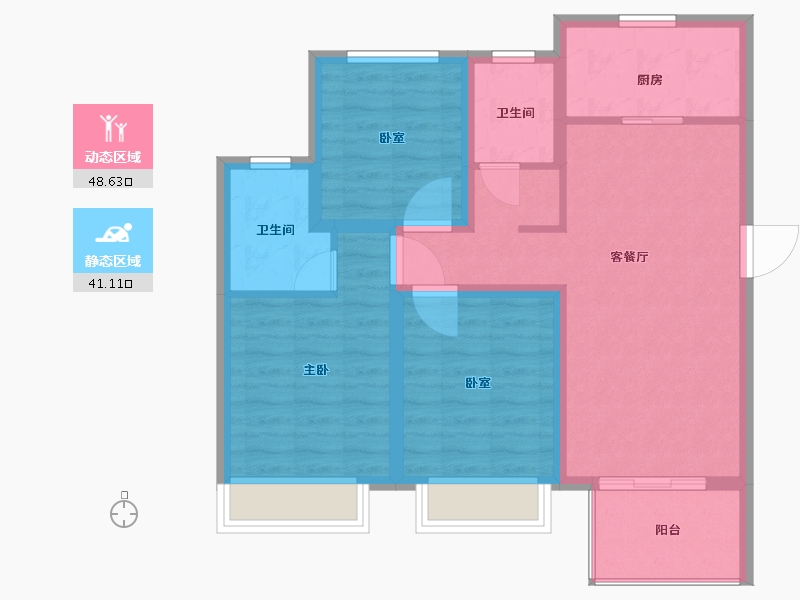 江苏省-苏州市-苏胥湾-79.86-户型库-动静分区