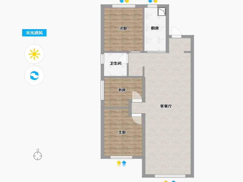 黑龙江省-哈尔滨市-华润置地·崑崙御-79.67-户型库-采光通风