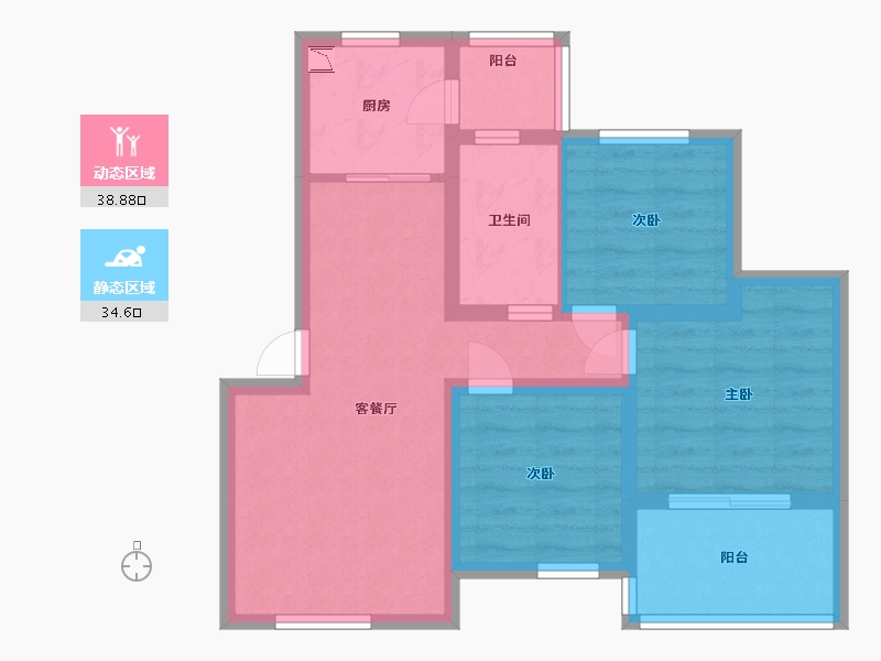 江苏省-苏州市-华园丽都阳光-64.00-户型库-动静分区