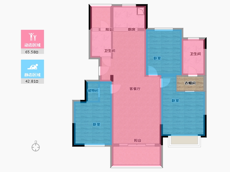 江苏省-苏州市-绿地萃雅院-98.92-户型库-动静分区