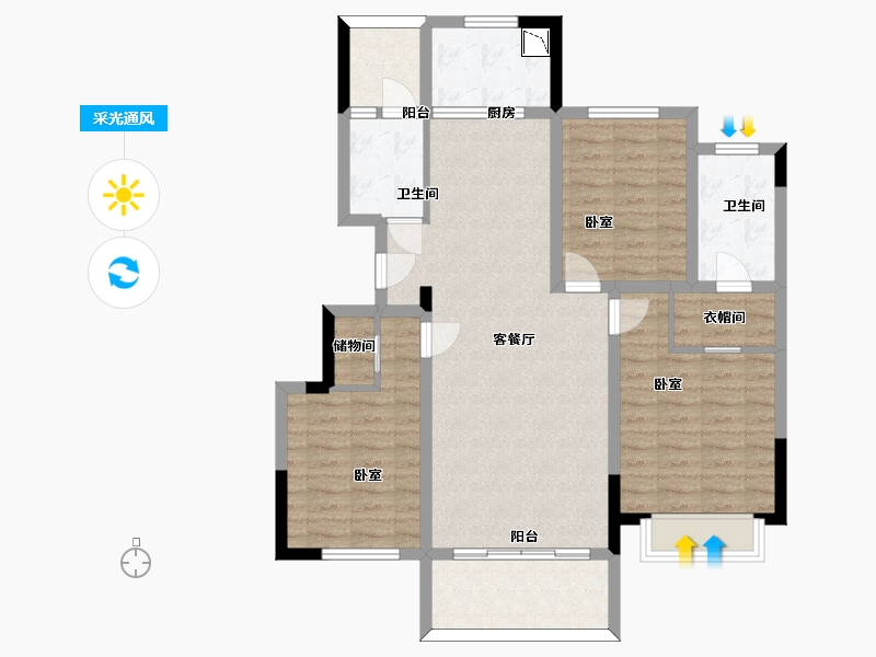 江苏省-苏州市-绿地萃雅院-98.92-户型库-采光通风