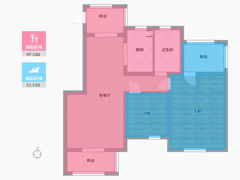 江苏省-苏州市-华园丽都阳光-68.80-户型库-动静分区