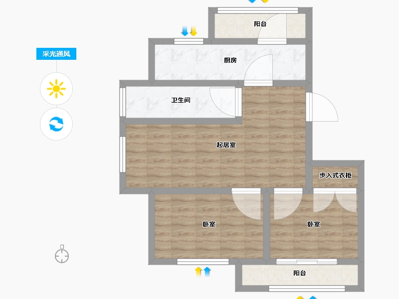 辽宁省-葫芦岛市-鹏程·帝泊湾-66.00-户型库-采光通风