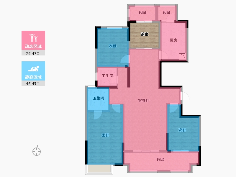 陕西省-榆林市-易信·春风棠樾-115.86-户型库-动静分区