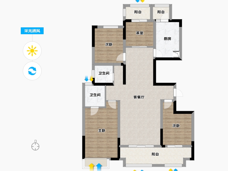 陕西省-榆林市-易信·春风棠樾-115.86-户型库-采光通风