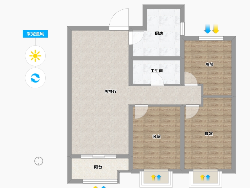 山西省-太原市-新希望花园-78.44-户型库-采光通风