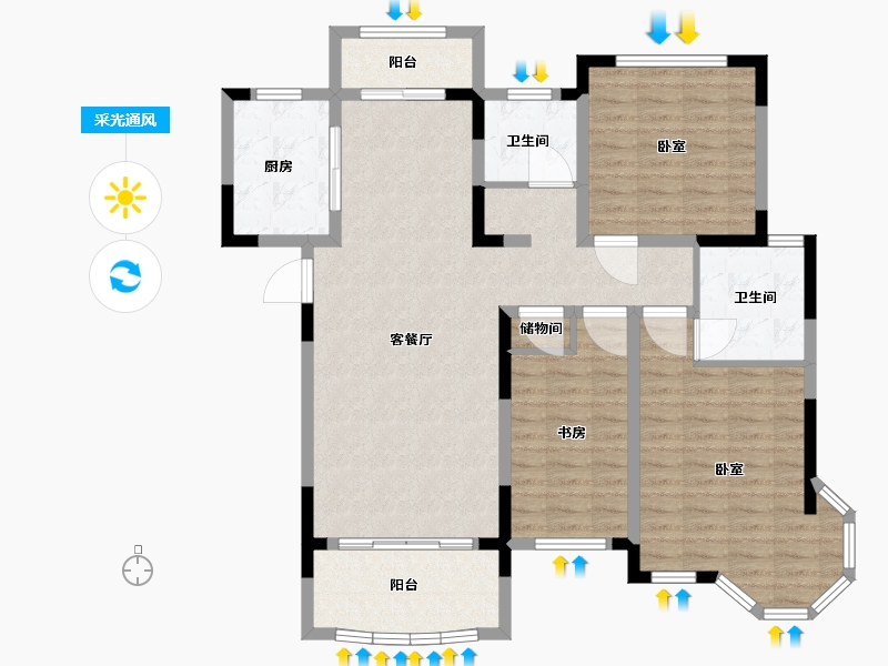 江西省-抚州市-汇丰·瀚林苑-113.22-户型库-采光通风