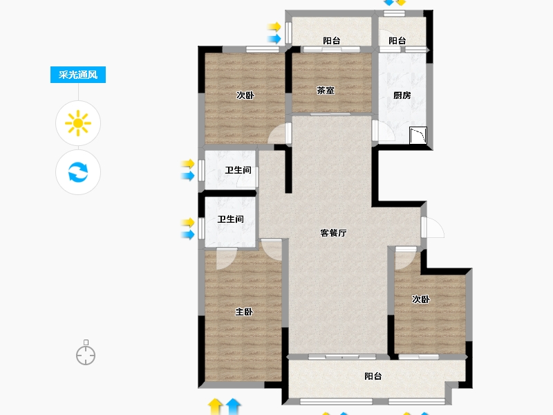 陕西省-榆林市-易信·春风棠樾-123.50-户型库-采光通风