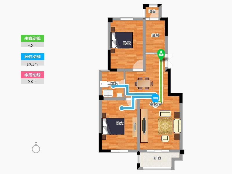 江苏省-南京市-御沁园三期-72.00-户型库-动静线