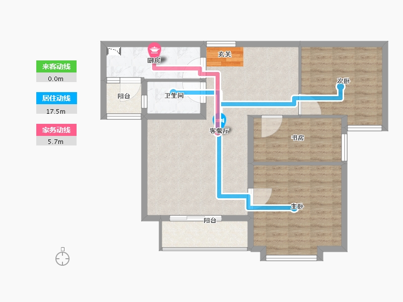 陕西省-宝鸡市-滨河新城-80.00-户型库-动静线