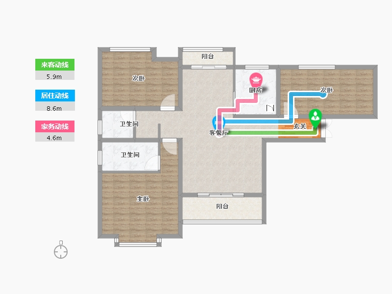 陕西省-宝鸡市-滨河新城-115.00-户型库-动静线