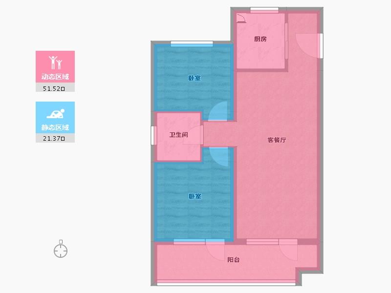 辽宁省-葫芦岛市-恒泰·时间海-64.76-户型库-动静分区