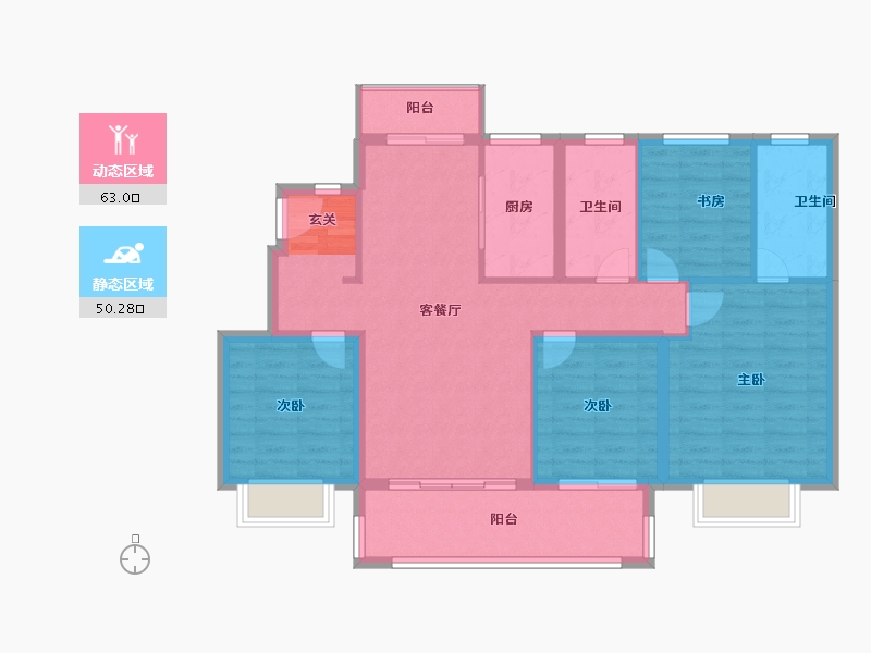 江苏省-南京市-固城湖金茂逸墅-102.09-户型库-动静分区