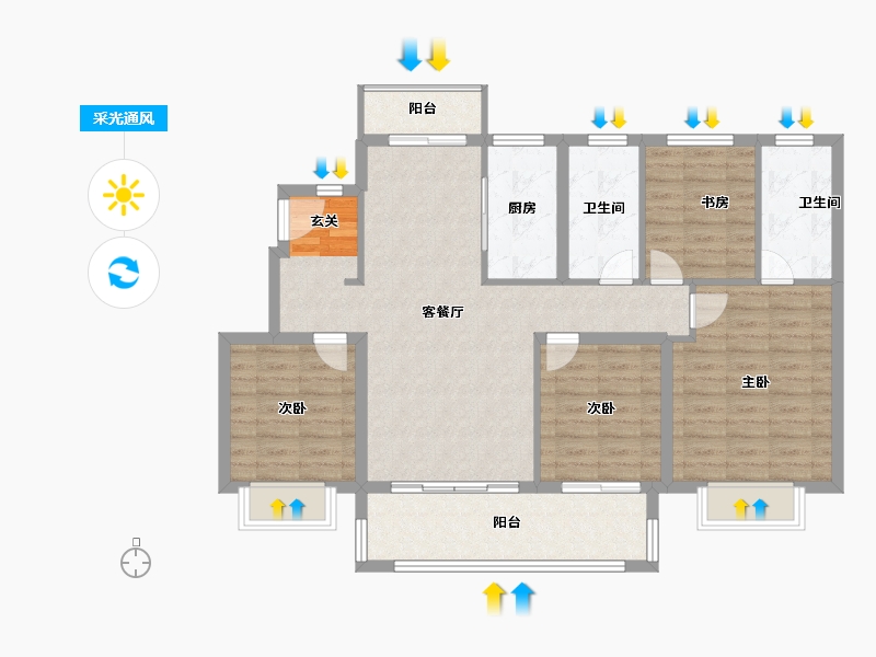 江苏省-南京市-固城湖金茂逸墅-102.09-户型库-采光通风