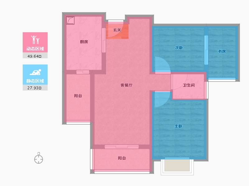 云南省-昆明市-恒泰滇池名门-68.29-户型库-动静分区