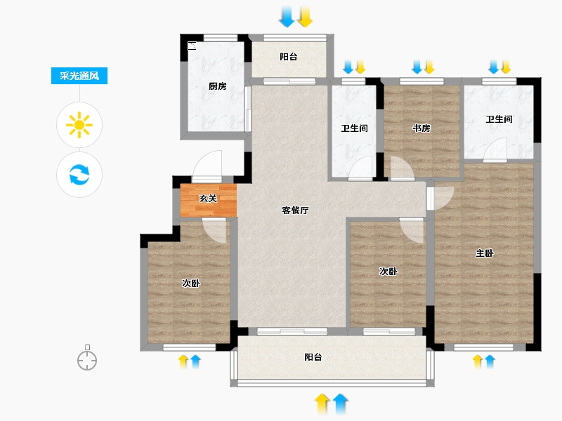 江苏省-南京市-固城湖金茂逸墅-109.99-户型库-采光通风