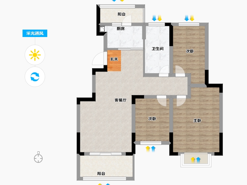 江苏省-南京市-橡树城-83.00-户型库-采光通风