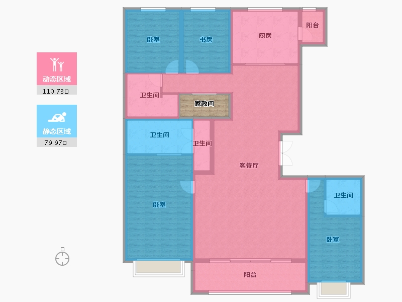 山西省-太原市-龙城金茂府-177.83-户型库-动静分区