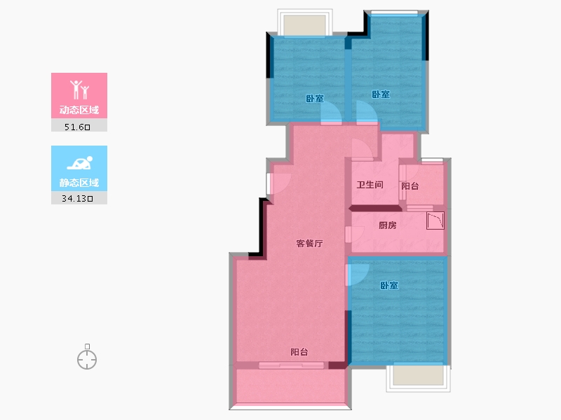 江苏省-苏州市-绿地萃雅院-74.74-户型库-动静分区