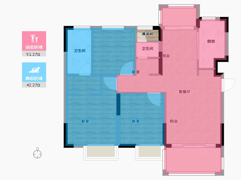 江苏省-南京市-电建地产·洺悦府-85.00-户型库-动静分区