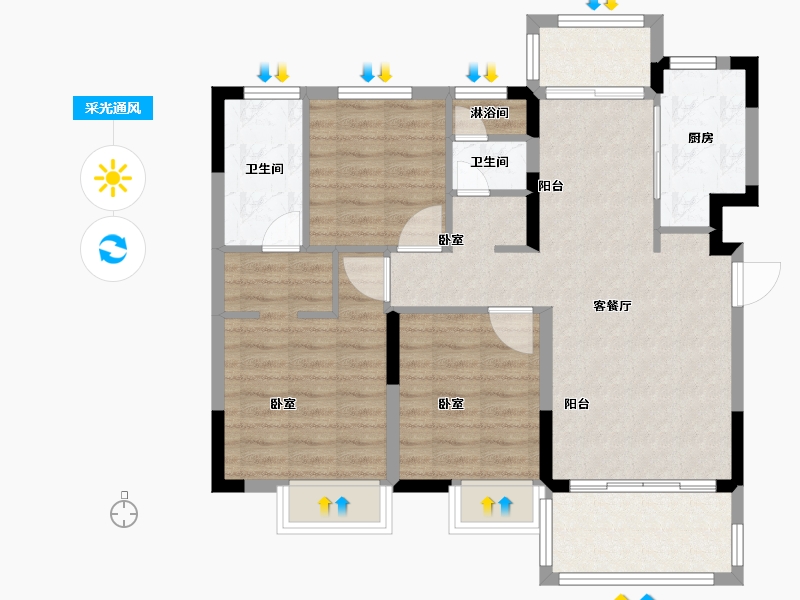 江苏省-南京市-电建地产·洺悦府-85.00-户型库-采光通风