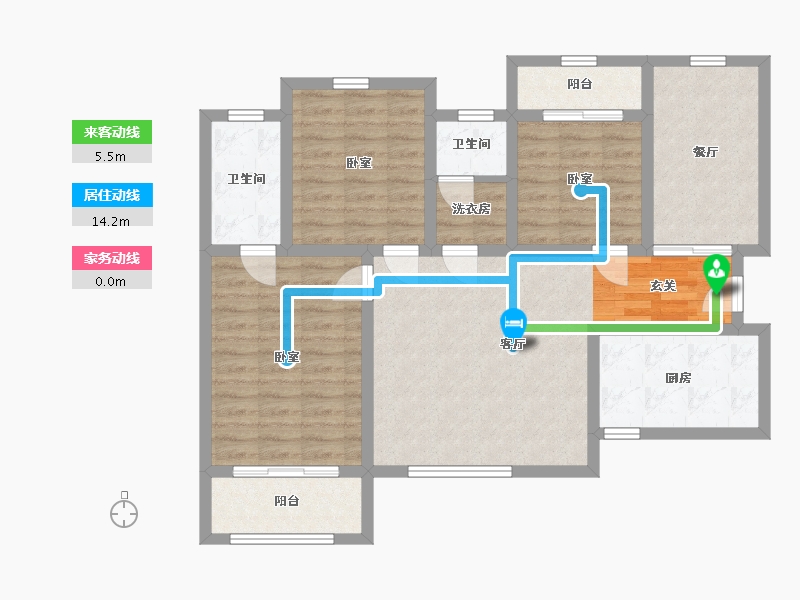 陕西省-西安市-清渭公馆-95.22-户型库-动静线