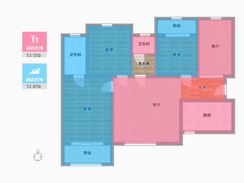 陕西省-西安市-清渭公馆-95.22-户型库-动静分区