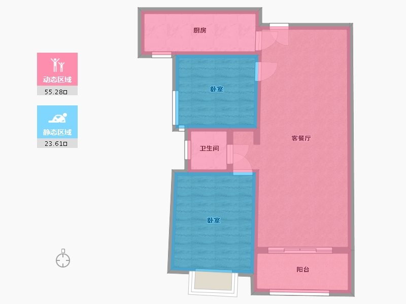 陕西省-西安市-清渭公馆-70.26-户型库-动静分区