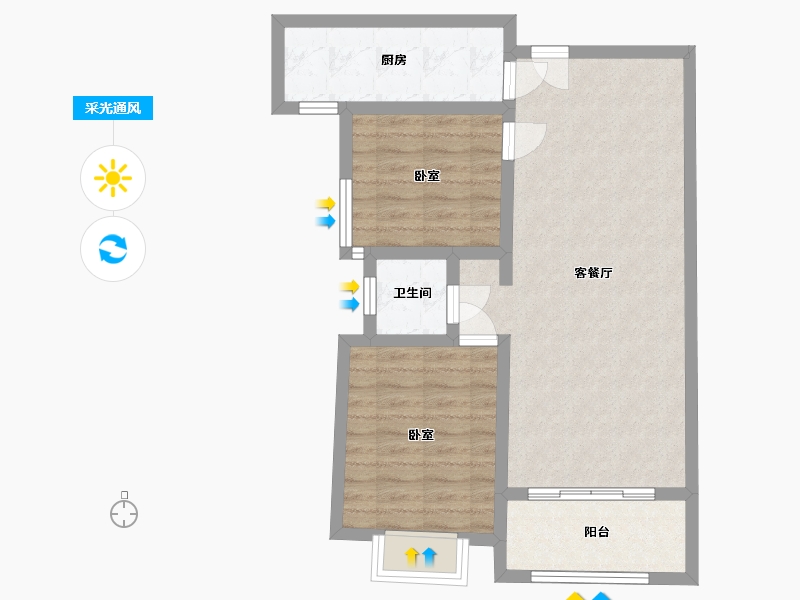 陕西省-西安市-清渭公馆-70.26-户型库-采光通风