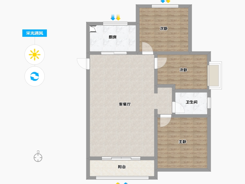 陕西省-榆林市-易信·春风棠樾-95.83-户型库-采光通风