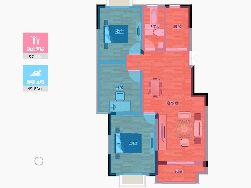 江苏省-南京市-御沁园三期-93.00-户型库-动静分区