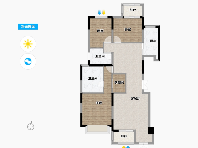 陕西省-西安市-天地源大都会-115.83-户型库-采光通风