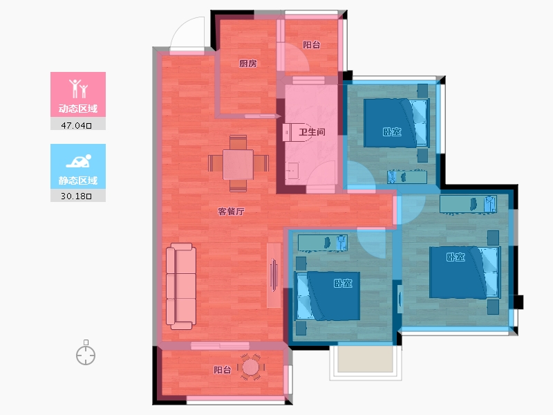 四川省-南充市-御景台-67.65-户型库-动静分区