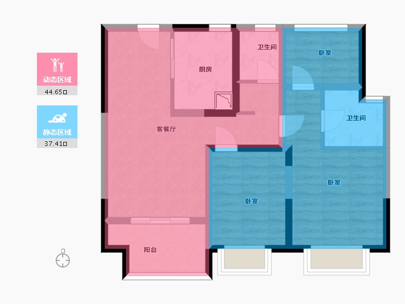 江苏省-苏州市-华润悦府东-71.54-户型库-动静分区