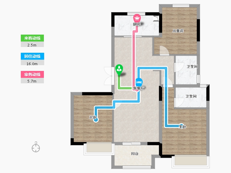 江苏省-苏州市-光明香樟园-94.40-户型库-动静线