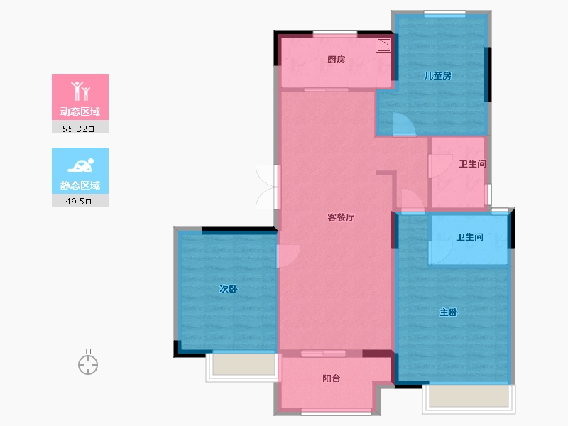 江苏省-苏州市-光明香樟园-94.40-户型库-动静分区