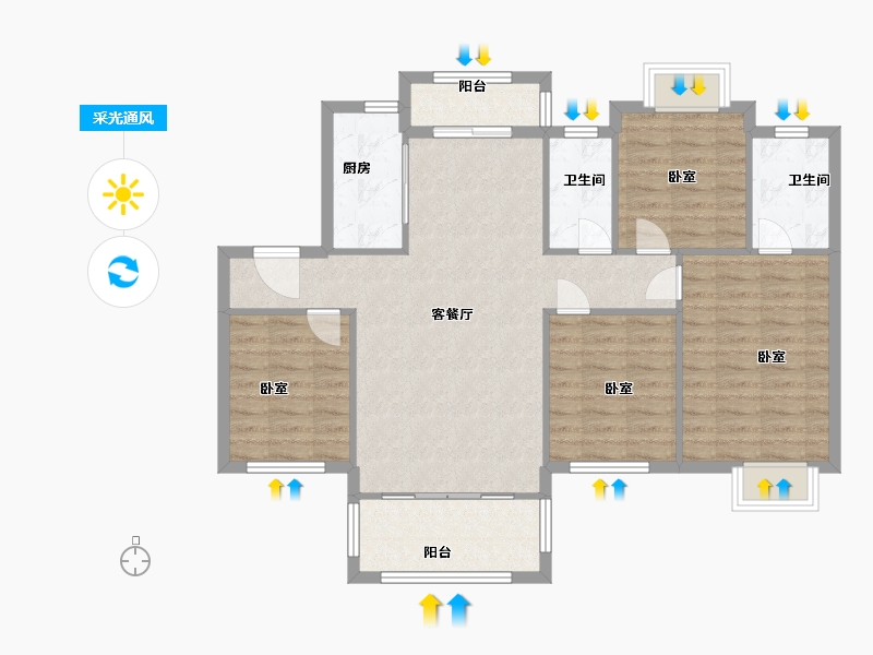 江西省-抚州市-鸿浩御泷湾-98.00-户型库-采光通风