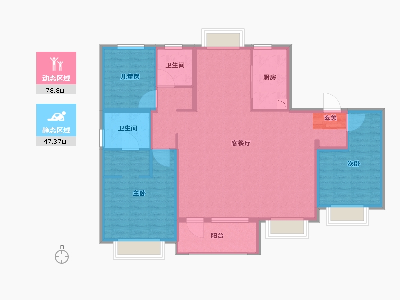 江苏省-南京市-颐居朗诗紫熙府-114.00-户型库-动静分区