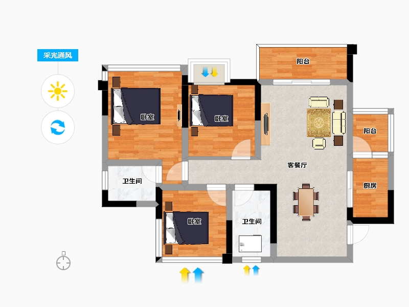 四川省-南充市-御景台-73.78-户型库-采光通风