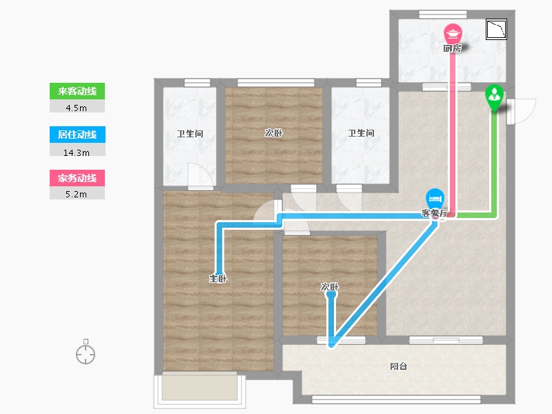 江苏省-苏州市-万科苏高新四季风景花园-86.40-户型库-动静线