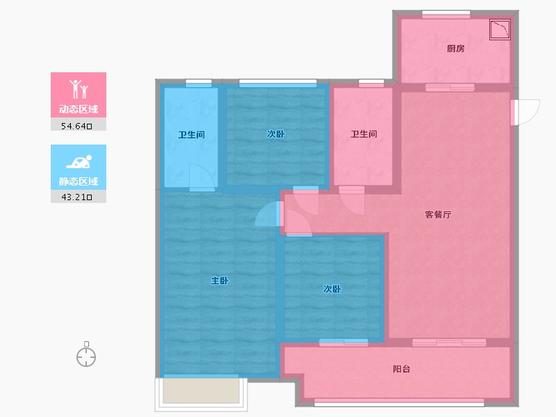 江苏省-苏州市-万科苏高新四季风景花园-86.40-户型库-动静分区