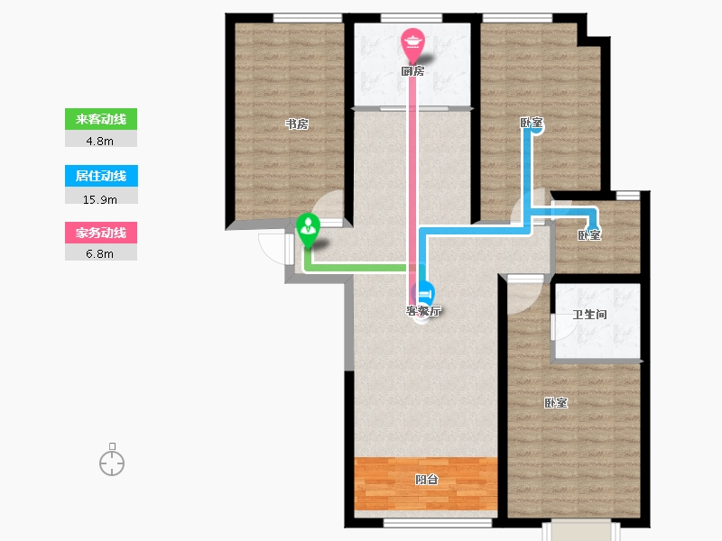 甘肃省-兰州市-普天格兰绿都-109.01-户型库-动静线