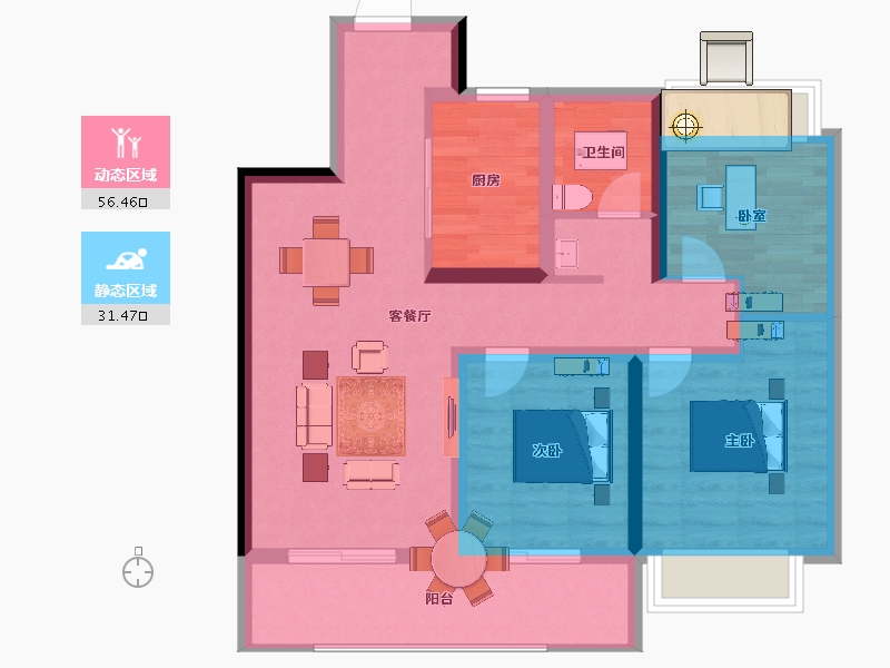 江苏省-南京市-玄武映-78.00-户型库-动静分区