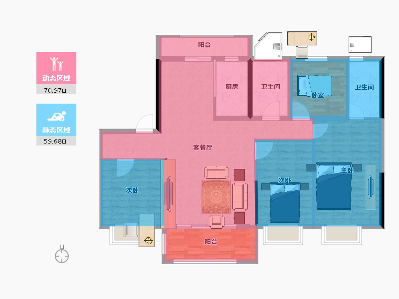 陕西省-宝鸡市-宝鸡碧桂园凤凰城-118.63-户型库-动静分区